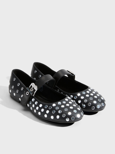 Женские балетки мэри-джейн KARL LAGERFELD KARO Studded Pump, Артикул KL40127, черный | 4720008. Ракурс 2