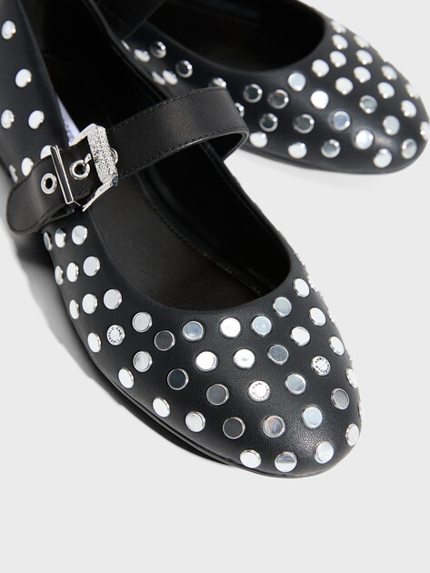Женские балетки мэри-джейн KARL LAGERFELD KARO Studded Pump, Артикул KL40127, черный | 4720008. Ракурс 3