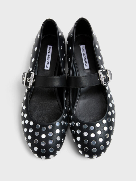 Женские балетки мэри-джейн KARL LAGERFELD KARO Studded Pump, Артикул KL40127, черный | 4720008. Ракурс 4