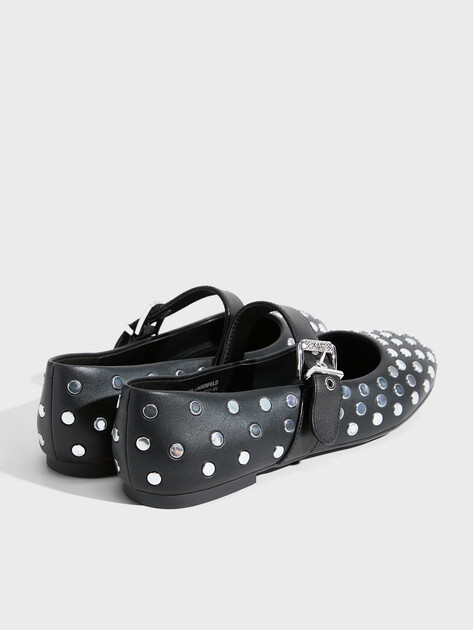 Женские балетки мэри-джейн KARL LAGERFELD KARO Studded Pump, Артикул KL40127, черный | 4720008. Ракурс 5