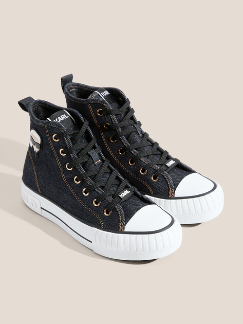 Женские высокие кеды KARL LAGERFELD KAMPUS MAX NFT Patch Hi Lace, Артикул KL60444D, темно-синий | 4722303. Ракурс 2