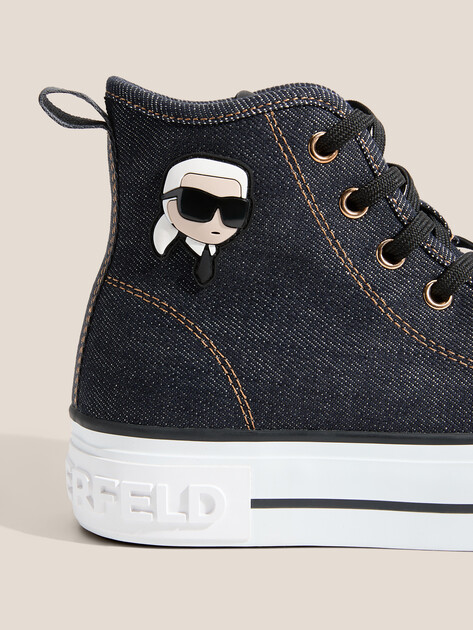 Женские высокие кеды KARL LAGERFELD KAMPUS MAX NFT Patch Hi Lace, Артикул KL60444D, темно-синий | 4722303. Ракурс 3