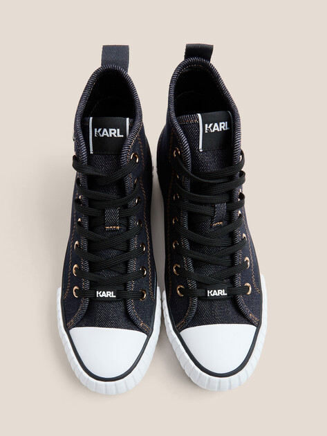 Женские высокие кеды KARL LAGERFELD KAMPUS MAX NFT Patch Hi Lace, Артикул KL60444D, темно-синий | 4722303. Ракурс 4