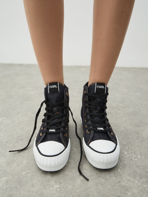 Женские высокие кеды KARL LAGERFELD KAMPUS MAX NFT Patch Hi Lace, Артикул KL60444D, темно-синий | 4722303. Ракурс 6