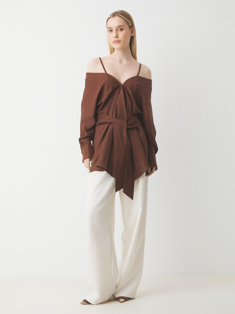 Женская блузка MARCIANO BY GUESS GRETA LS KIMONO, Артикул 5GGH377316A, коричневый | 4723790. Ракурс 2 Женская блузка MARCIANO BY GUESS GRETA LS KIMONO, Артикул 5GGH377316A, коричневый | 4723790. Ракурс 2