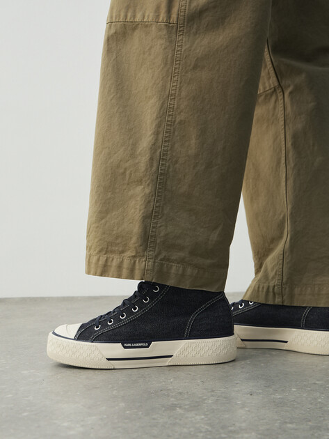 Мужские кеды из денима KARL LAGERFELD KAMPUS MAX Kaptor Hi Lace, Артикул KL50455D, сине-серый | 4725870. Ракурс 6