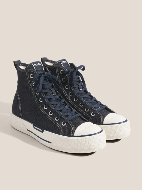 Мужские кеды из денима KARL LAGERFELD KAMPUS MAX Kaptor Hi Lace, Артикул KL50455D, сине-серый | 4725870. Ракурс 2