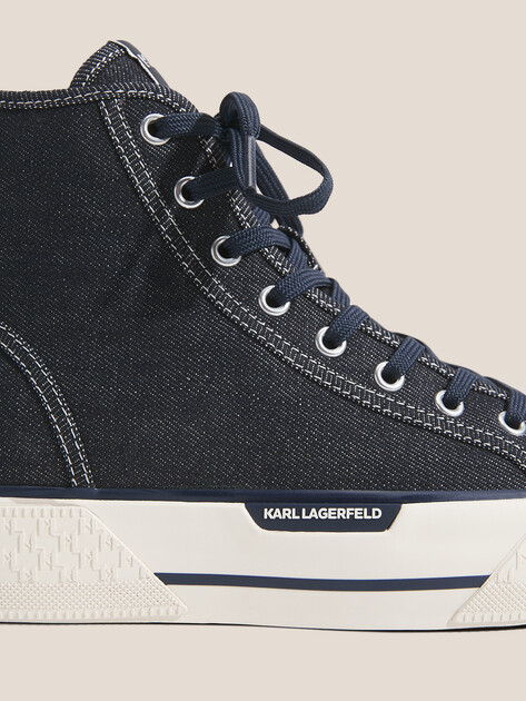 Мужские кеды из денима KARL LAGERFELD KAMPUS MAX Kaptor Hi Lace, Артикул KL50455D, сине-серый | 4725870. Ракурс 3