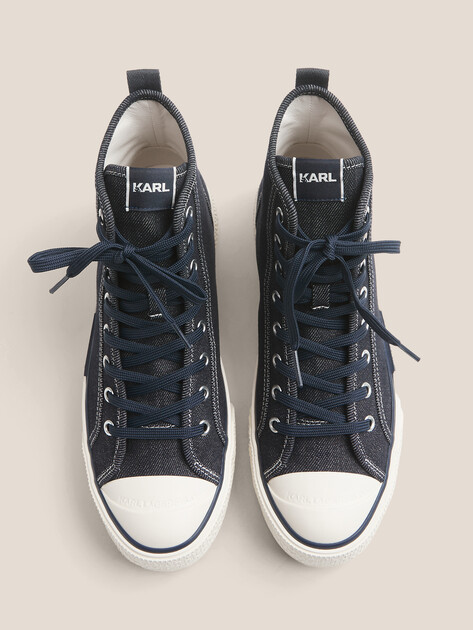 Мужские кеды из денима KARL LAGERFELD KAMPUS MAX Kaptor Hi Lace, Артикул KL50455D, сине-серый | 4725870. Ракурс 4