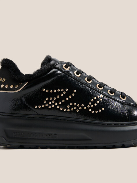 Женские кеды KARL LAGERFELD KAPRI LUG Signia Studs Lo Lace, Артикул KL67511, черный | 4729573. Ракурс 3