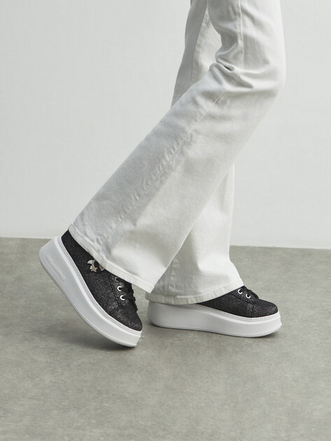 Женские кеды KARL LAGERFELD ANAKAPRI Glitter NFT Mix, Артикул KL63531N, черный | 4729817. Ракурс 7