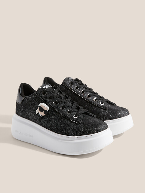 Женские кеды KARL LAGERFELD ANAKAPRI Glitter NFT Mix, Артикул KL63531N, черный | 4729817. Ракурс 2