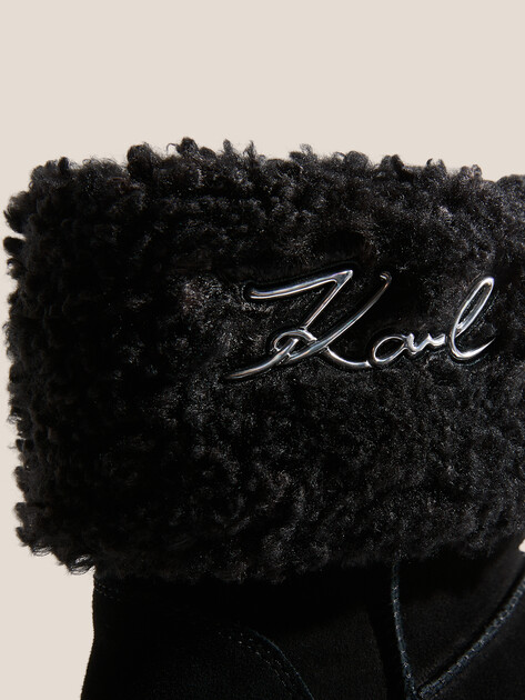 Женские угги KARL LAGERFELD SKYLAR Signia Kollar Mid Boot, Артикул KL48653, черный | 4730600. Ракурс 3