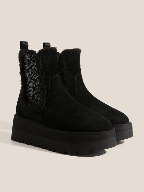 Женские угги KARL LAGERFELD SKYLAR Outline Signature Gore Boot, Артикул KL48662, черный | 4730619. Ракурс 2