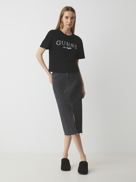 Женская футболка GUESS CLEMATIS CROP KIMONO SS TEE, Артикул V5GI09K9RM1, черный | 4737715. Ракурс 2 Женская футболка GUESS CLEMATIS CROP KIMONO SS TEE, Артикул V5GI09K9RM1, черный | 4737715. Ракурс 2