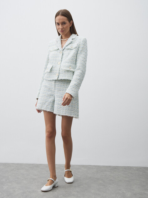 Женские шорты KARL LAGERFELD boucle shorts, Артикул A2W10105, светло-голубой | 4746044. Ракурс 2 Женские шорты KARL LAGERFELD boucle shorts, Артикул A2W10105, светло-голубой | 4746044. Ракурс 2