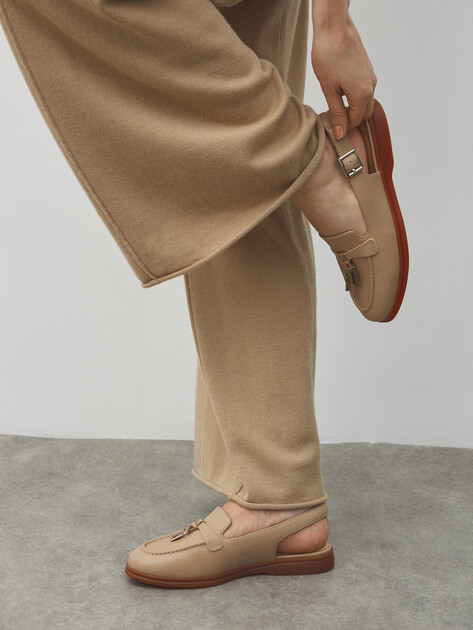 Женские лоферы с открытой пяткой (слинг-бэк) TENDANCE, Артикул YS-2299K-X20, коричнево-бежевый | 4751842. Ракурс 7
