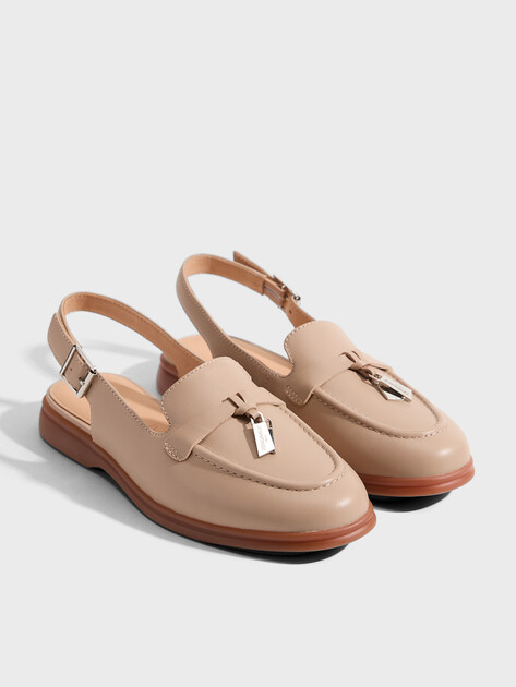 Женские лоферы с открытой пяткой (слинг-бэк) TENDANCE, Артикул YS-2299K-X20, коричнево-бежевый | 4751842. Ракурс 2