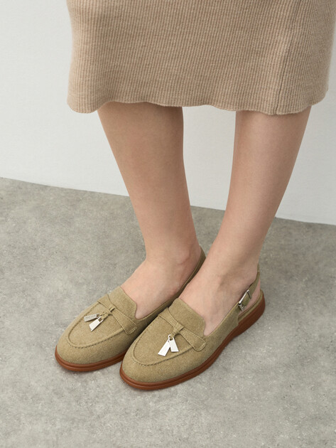 Женские лоферы с открытой пяткой (слинг-бэк) TENDANCE, Артикул YS-2299K-X61, зелено-бежевый | 4753690. Ракурс 7