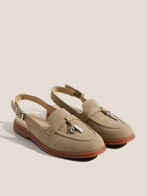 Женские лоферы с открытой пяткой (слинг-бэк) TENDANCE, Артикул YS-2299K-X61, зелено-бежевый | 4753690. Ракурс 2