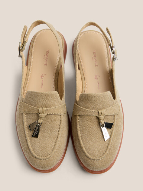 Женские лоферы с открытой пяткой (слинг-бэк) TENDANCE, Артикул YS-2299K-X61, зелено-бежевый | 4753690. Ракурс 4