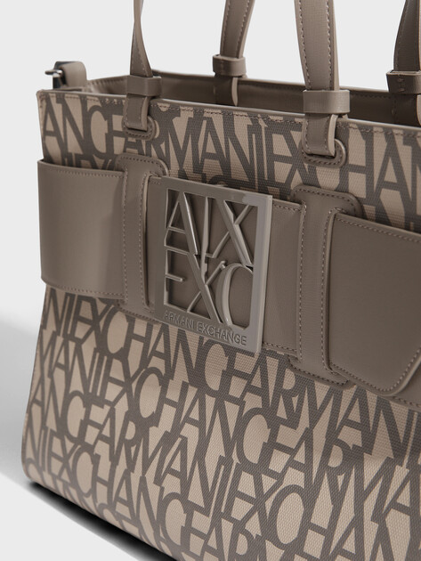 Женский тоут ARMANI EXCHANGE SUSIE MONOGRAM BIG TOTE, Артикул 942689, бежево-золотой | 4759769. Ракурс 2