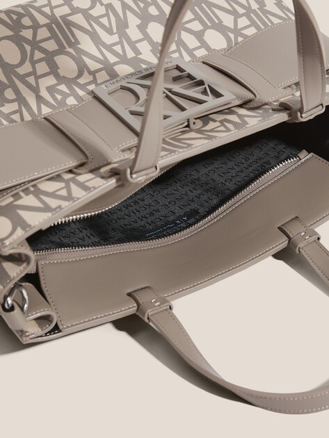 Женский тоут ARMANI EXCHANGE SUSIE MONOGRAM BIG TOTE, Артикул 942689, бежево-золотой | 4759769. Ракурс 4
