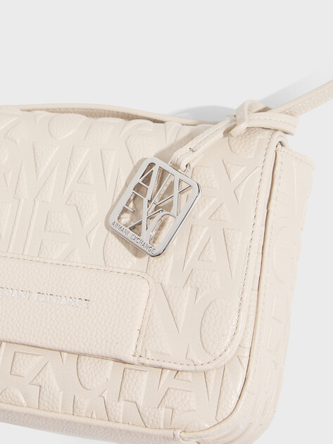 Женская сумка через плечо кросс-боди ARMANI EXCHANGE LIZ PEBBLE CROSSBODY, Артикул XW001577, молочно-бежевый | 4759956. Ракурс 2