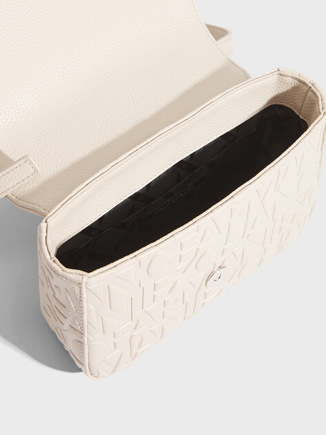 Женская сумка через плечо кросс-боди ARMANI EXCHANGE LIZ PEBBLE CROSSBODY, Артикул XW001577, молочно-бежевый | 4759956. Ракурс 4