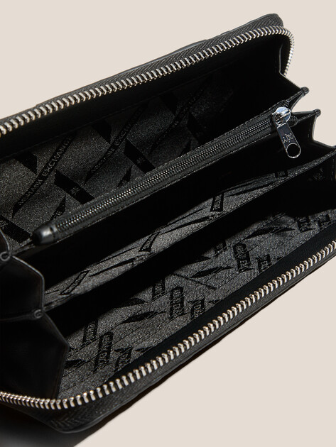 Женский кошелёк ARMANI EXCHANGE PORTAFOGLIO - LIZ PEBBLE, Артикул XW001606, черный | 4760023. Ракурс 3