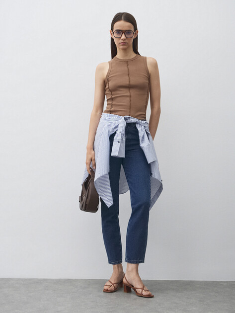 Женская майка MAISON DAVID, Артикул MAUDE-HJ, бежево-коричневый | 4774952. Ракурс 2