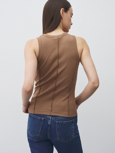 Женская майка MAISON DAVID, Артикул MAUDE-HJ, бежево-коричневый | 4774952. Ракурс 4