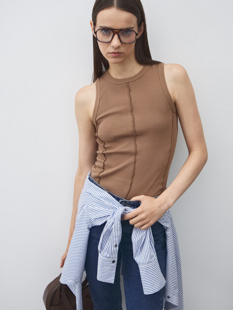 Женская майка MAISON DAVID, Артикул MAUDE-HJ, бежево-коричневый | 4774952. Ракурс 5