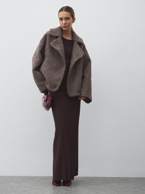 Женское полупальто MAISON DAVID, Артикул MATILDA_ALPACO, коричнево-серый | 4775972. Ракурс 2