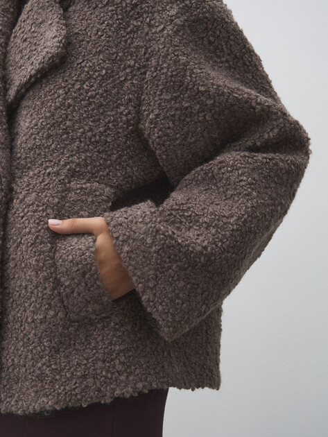 Женское полупальто MAISON DAVID, Артикул MATILDA_ALPACO, коричнево-серый | 4775972. Ракурс 3