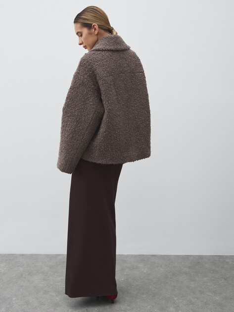 Женское полупальто MAISON DAVID, Артикул MATILDA_ALPACO, коричнево-серый | 4775972. Ракурс 4