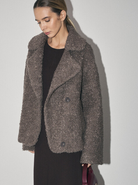 Женское полупальто MAISON DAVID, Артикул MATILDA_ALPACO, коричнево-серый | 4775972. Ракурс 5