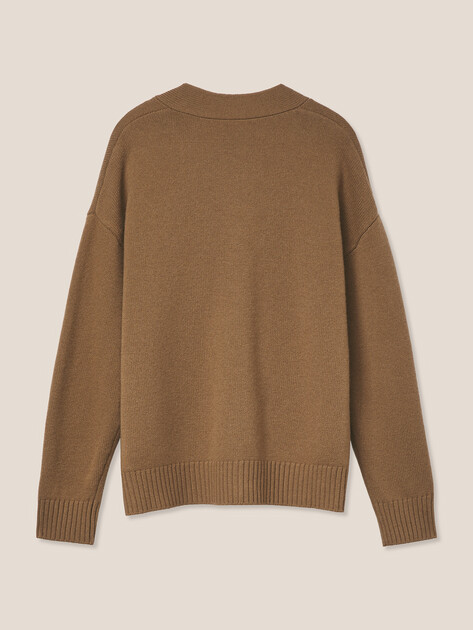 Женский кардиган с накладными карманами MAISON DAVID, Артикул FL5889, серо-коричневый | 4794223. Ракурс 7