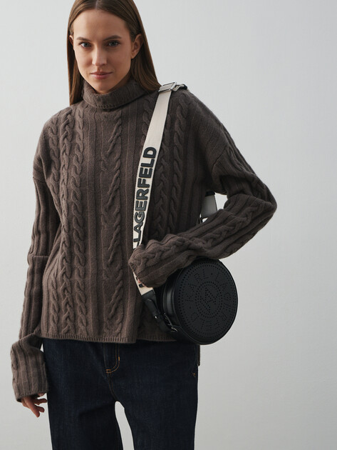 Женская сумка через плечо кросс-боди KARL LAGERFELD k/circle round cb perforated, Артикул A3W30059, черный | 4794554. Ракурс 5