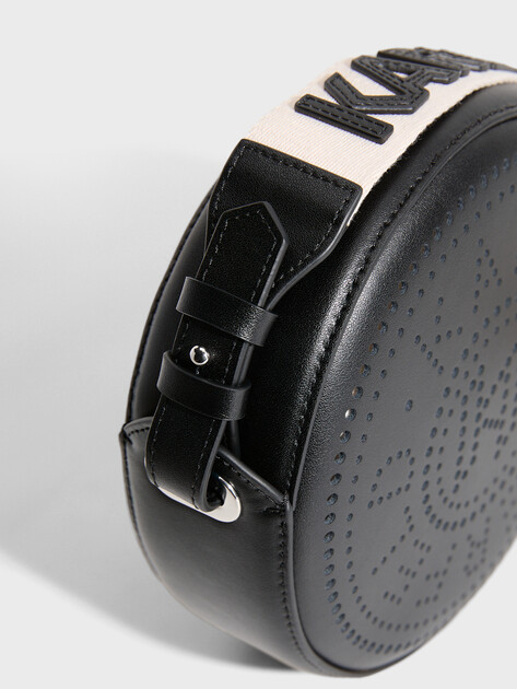 Женская сумка через плечо кросс-боди KARL LAGERFELD k/circle round cb perforated, Артикул A3W30059, черный | 4794554. Ракурс 2