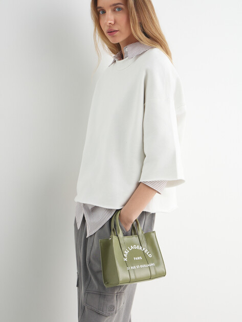 Женская сумка  KARL LAGERFELD k/rsg mini square coated tote, Артикул A4W50015, хаки | 4795089. Ракурс 5