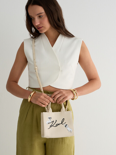 Женская сумка  KARL LAGERFELD ikon signature mn square tote, Артикул B1W50094, молочно-бежевый | 4798767. Ракурс 5