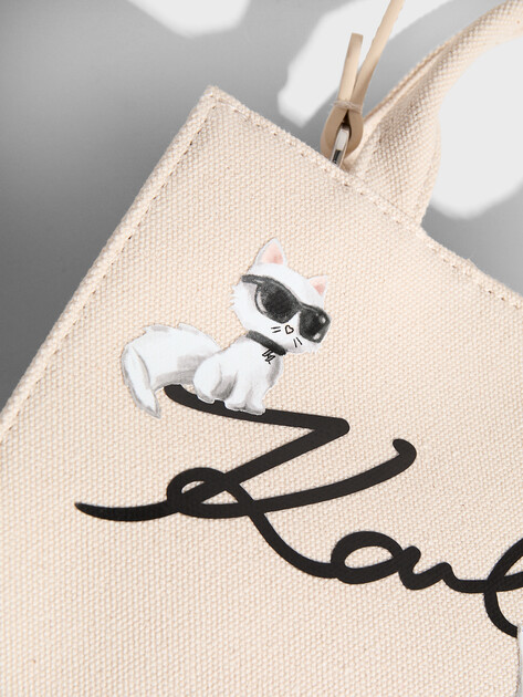 Женская сумка  KARL LAGERFELD ikon signature mn square tote, Артикул B1W50094, молочно-бежевый | 4798767. Ракурс 2