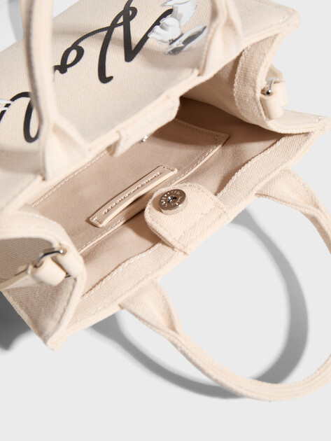 Женская сумка  KARL LAGERFELD ikon signature mn square tote, Артикул B1W50094, молочно-бежевый | 4798767. Ракурс 4
