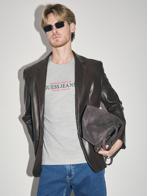 Мужская футболка GUESS JEANS GJ SS CN REG AMERICAN TRAD TEE, Артикул M4YI42K8FQ4, светло-серый | 4802124. Ракурс 5