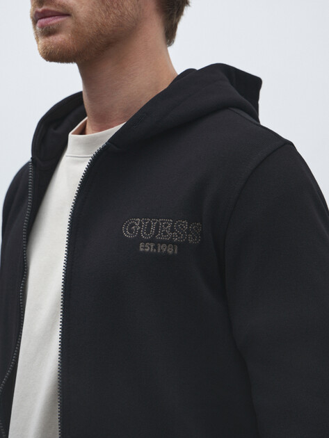 Мужская толстовка GUESS BASIC HOODIE ZIP SWEATSHIRT, Артикул M5YQ48KCN01, черный | 4803345. Ракурс 3