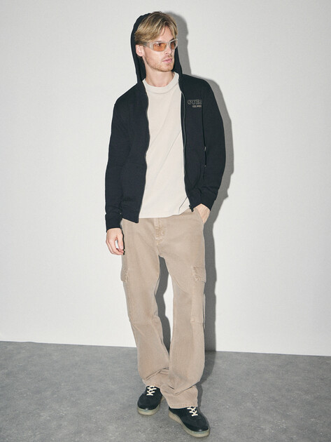 Мужская толстовка GUESS BASIC HOODIE ZIP SWEATSHIRT, Артикул M5YQ48KCN01, черный | 4803345. Ракурс 5