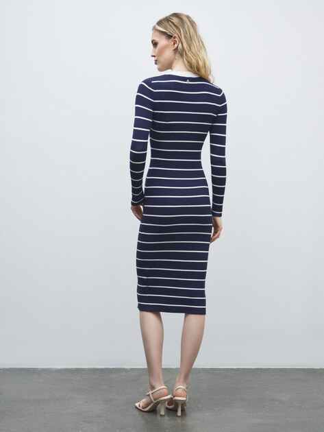 Женское платье GUESS LS VN STRIPED ANDREA MIDI DRS, Артикул W5YK98Z2YK2, синий | 4804071. Ракурс 4 Женское платье GUESS LS VN STRIPED ANDREA MIDI DRS, Артикул W5YK98Z2YK2, синий | 4804071. Ракурс 4