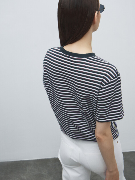 Женская футболка GUESS SS SARA STRIPED TOP, Артикул W5YP02KCXL2, темно-синий | 4804100. Ракурс 4 Женская футболка GUESS SS SARA STRIPED TOP, Артикул W5YP02KCXL2, темно-синий | 4804100. Ракурс 4
