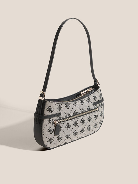 Женская сумка  GUESS MELINDA LOGO SHOULDER BAG, Артикул HWJP9902170, серый | 4814415. Ракурс 3